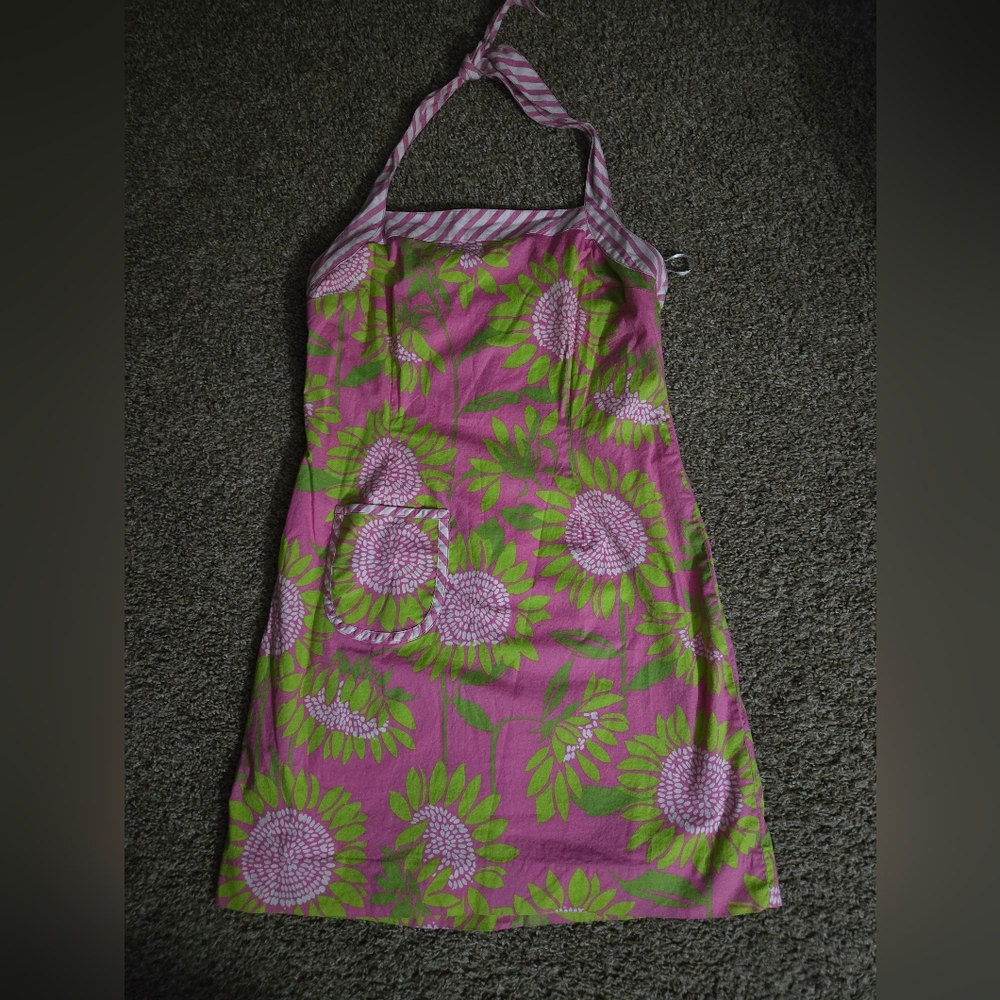 Lilly Pulitzer Pink and Green Striped Dress, EUC, Halter, Lined